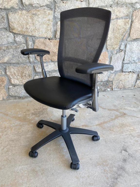 KNOLL Life Black Leather Chairs - click to see full size photo
