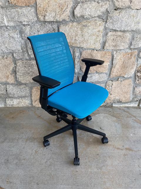 Steelcase Think Blue Task Chair & Black Trim - click to see full size photo