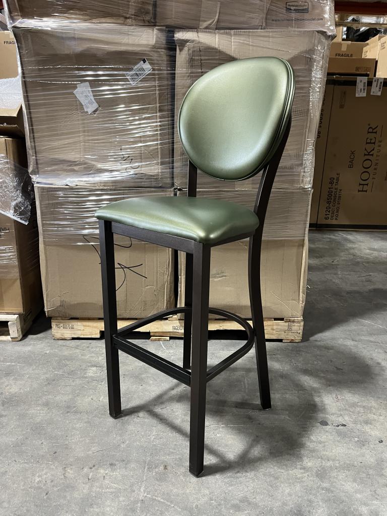 MTS Green Leather Bar Stools - click to see full size photo