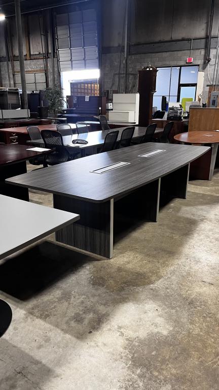 10' Boat-Shaped Gray Conference Table - click to see full size photo