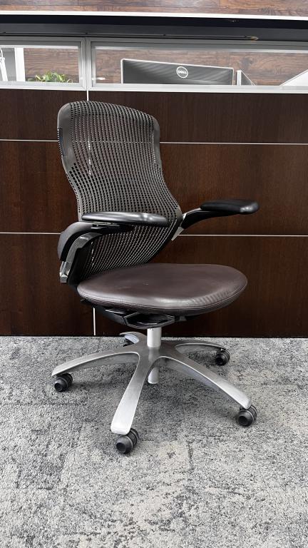 Knoll Generation Brown Leather Task Chair - click to see full size photo
