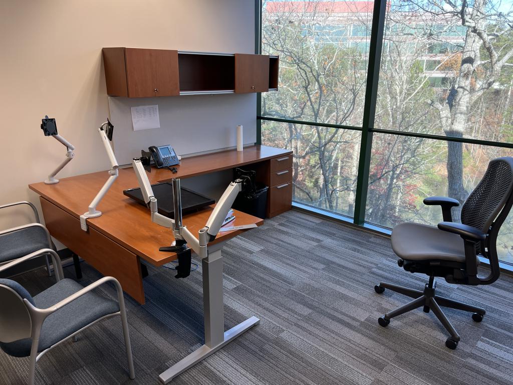 Herman Miller Cherry Sit Stand L Desk - click to see full size photo