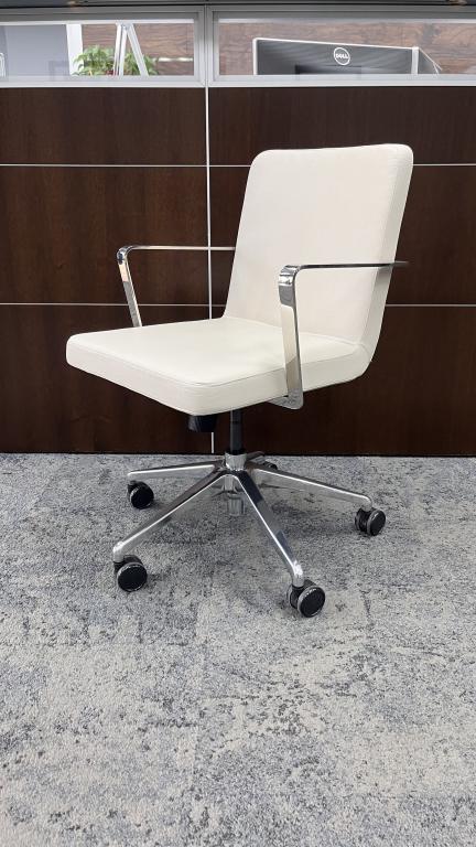 Bernhardt White Leather Conference Chair - click to see full size photo