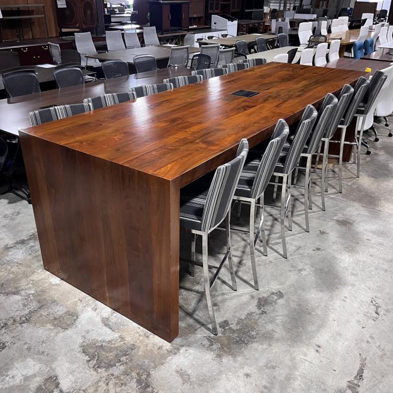 Cherry 12' Stool Height Conference Table - click to see full size photo