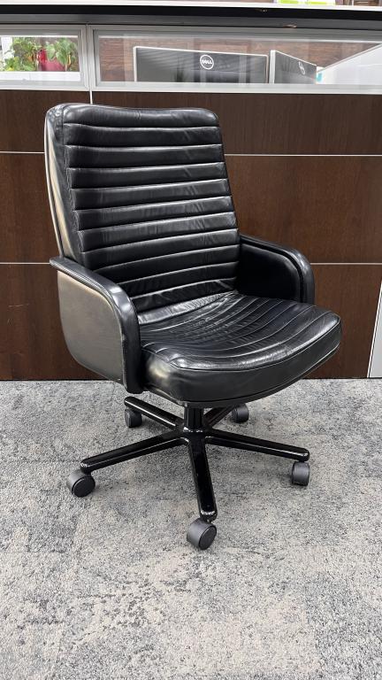 Steelcase Black Leather Conference Chair - click to see full size photo