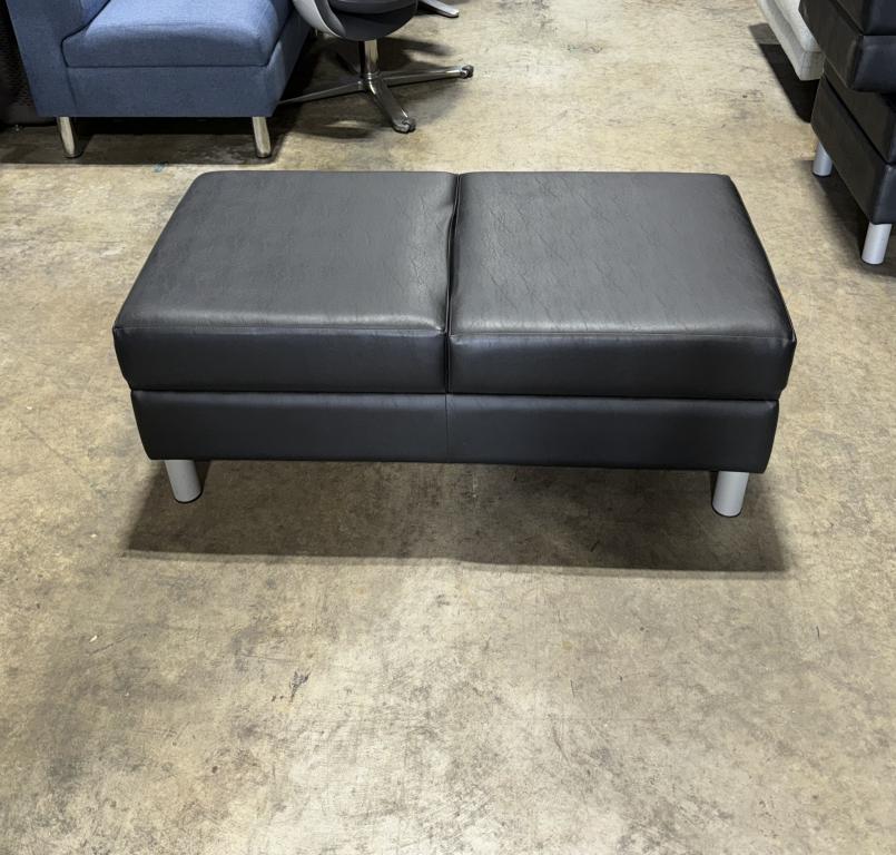 Black Faux Leather Bench - click to see full size photo